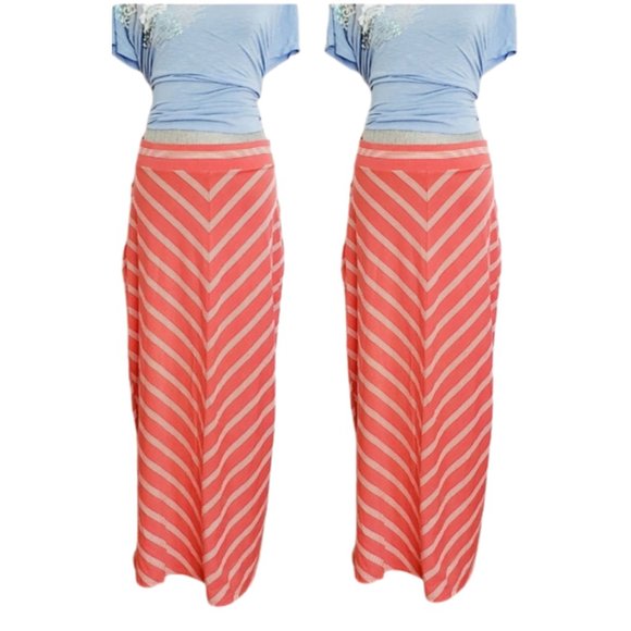 SONOMA Womens Pink Salmon Striped Skirt NWOT - Picture 2 of 3